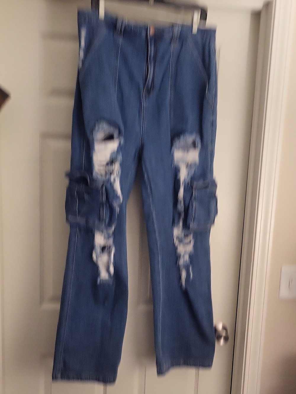 Fashion Nova Distressed Blue Straight Jeans